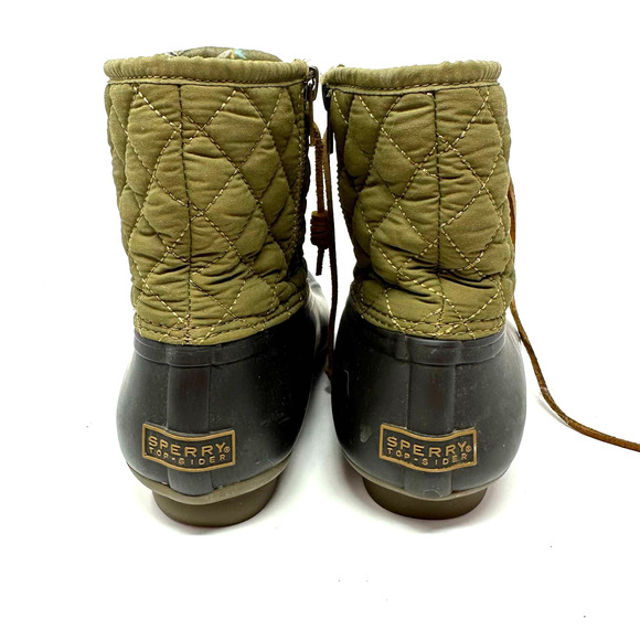 Sperry size 10 women's quilted duck boots waterproof rubber boot green black - Picture 4 of 7